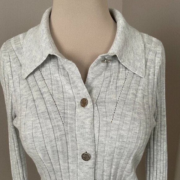 White House Black Market Women's Heather Grey Cardigan Sweater, Size XS   EUC - Picture 5 of 9